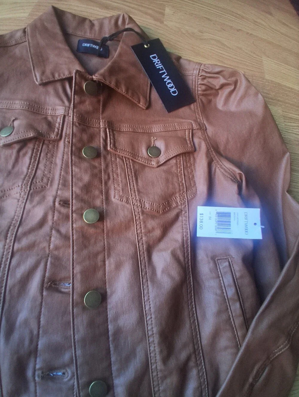 NWT Ladies Faux Leather Jacket,  Brown,  Sz M